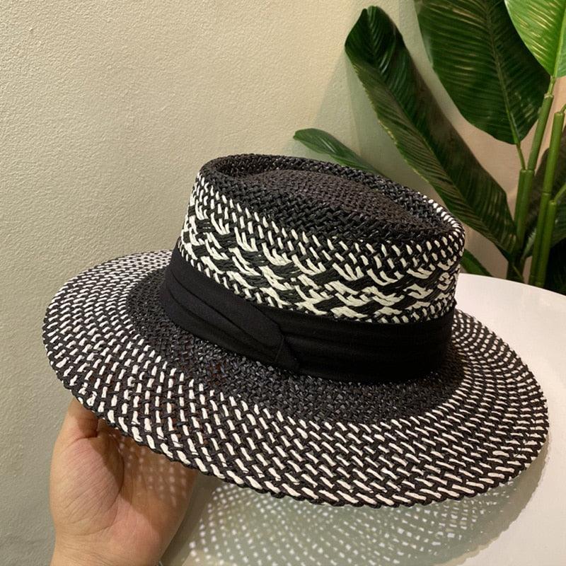 Luxurious New Handmade Straw Beach Hat For Women Summer Hat Luxury Cap Fashion Straw Hat Flat Sun Protection Hats Beautiful Unique Design 55-60cm