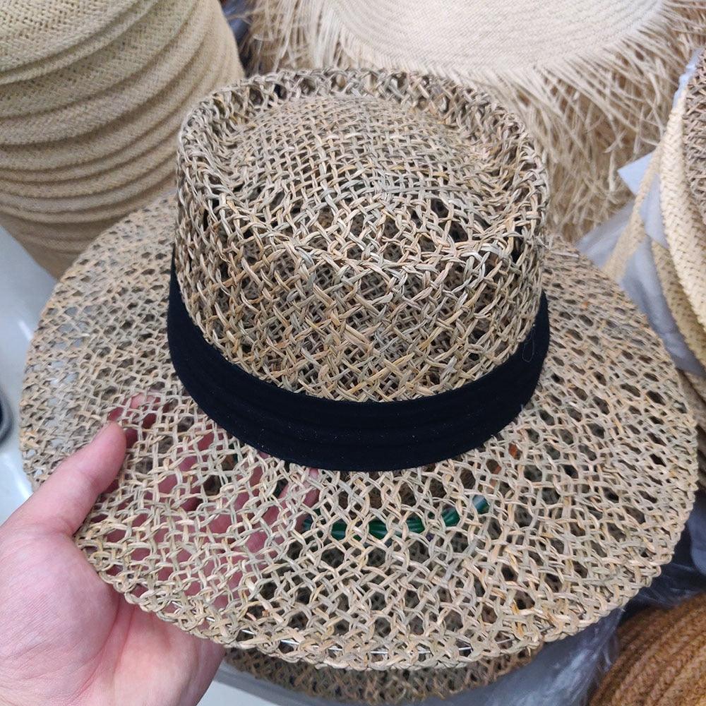 Luxurious New Handmade Straw Beach Hat For Women Summer Hat Luxury Cap Fashion Straw Hat Flat Sun Protection Hats Beautiful Unique Design 55-60cm