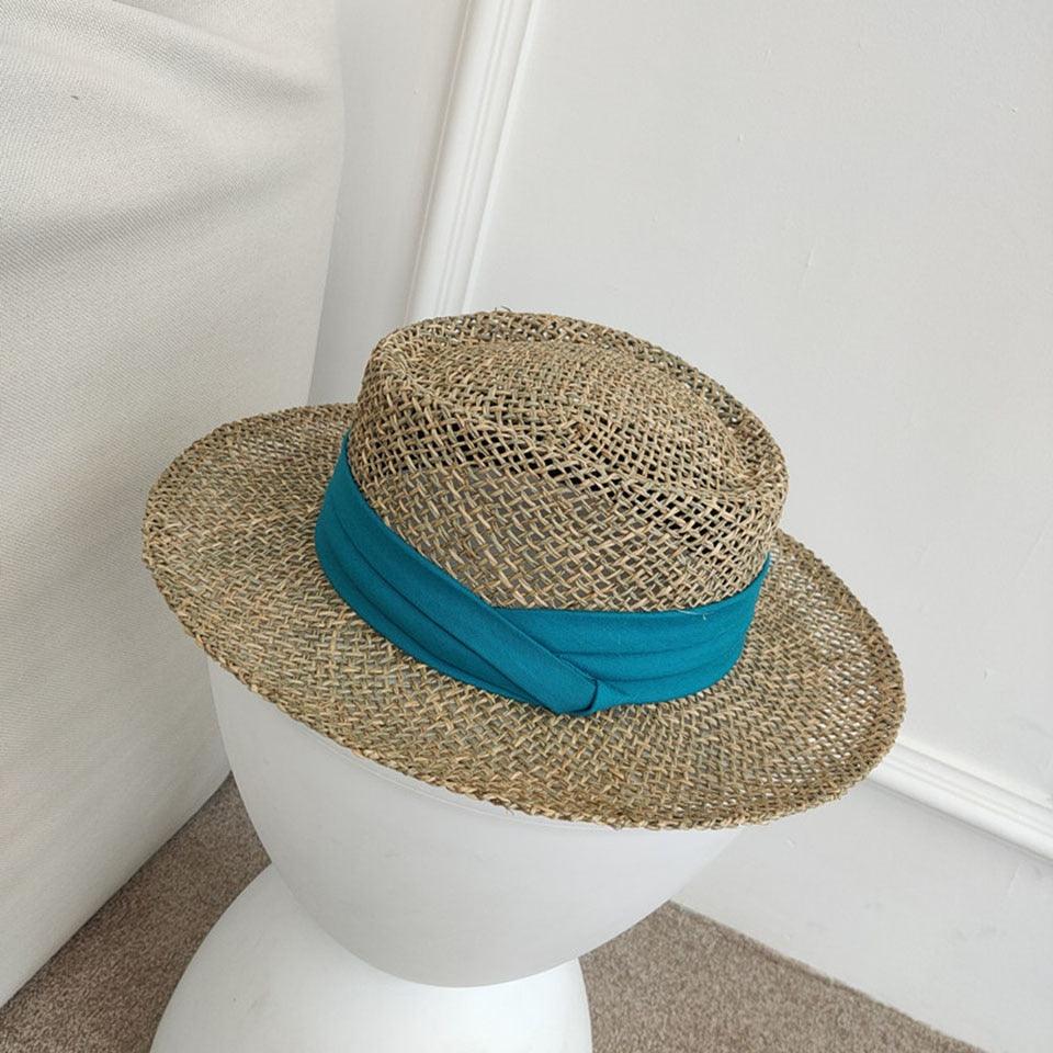 Luxurious New Handmade Straw Beach Hat For Women Summer Hat Luxury Cap Fashion Straw Hat Flat Sun Protection Hats Beautiful Unique Design 55-60cm