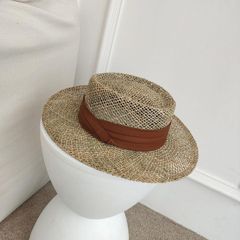 Luxurious New Handmade Straw Beach Hat For Women Summer Hat Luxury Cap Fashion Straw Hat Flat Sun Protection Hats Beautiful Unique Design 55-60cm