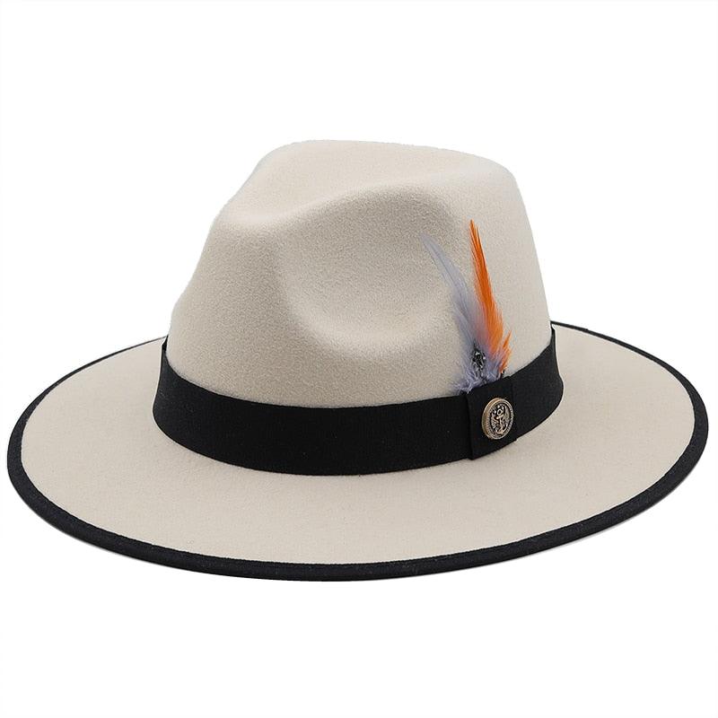 Luxurious Unique Couple Hats Wide Brim Fedora Hat Winter Autumn Trendy Fedora Hat  Women Black Red Wedding Hat With Feather Belts For Hats Men Beautiful Gentleman Elegant Classical Hat