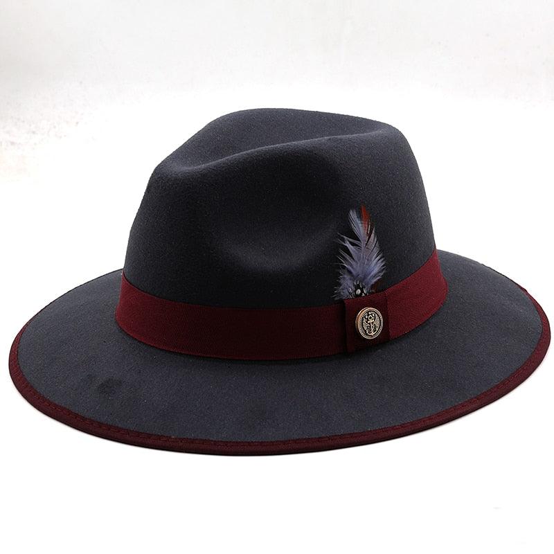 Luxurious Unique Couple Hats Wide Brim Fedora Hat Winter Autumn Trendy Fedora Hat  Women Black Red Wedding Hat With Feather Belts For Hats Men Beautiful Gentleman Elegant Classical Hat