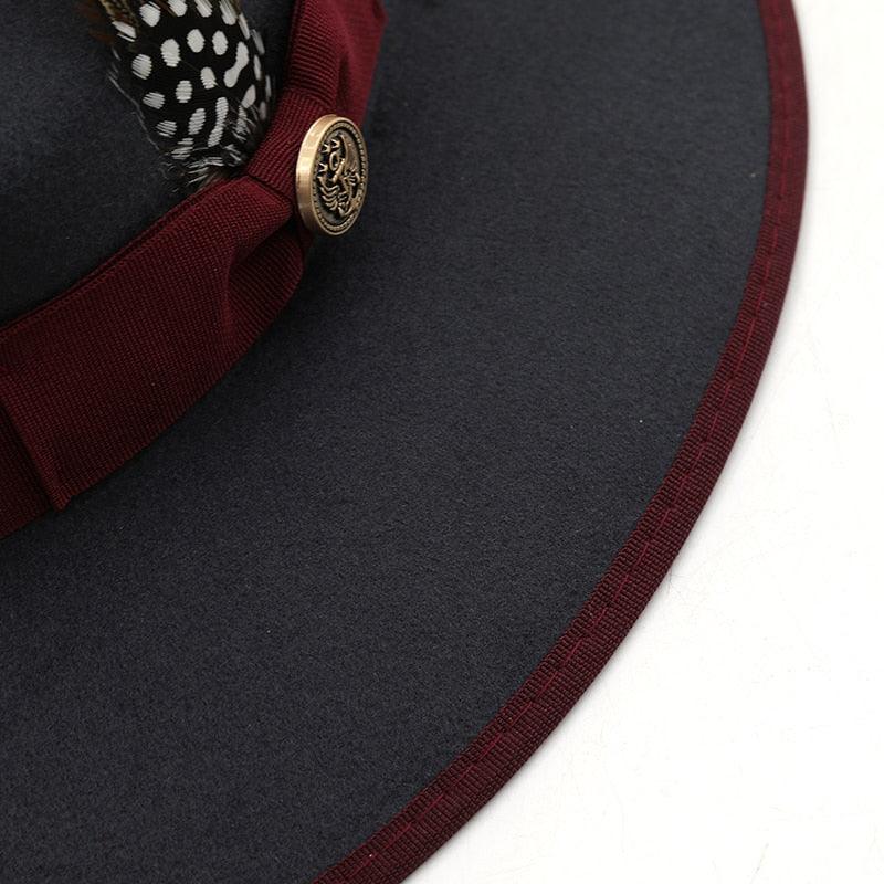 Luxurious Unique Couple Hats Wide Brim Fedora Hat Winter Autumn Trendy Fedora Hat  Women Black Red Wedding Hat With Feather Belts For Hats Men Beautiful Gentleman Elegant Classical Hat