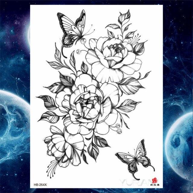 Luxury Big Tattoo Stickers Butterfly Body Arm Leg Tattoos Temporary Black Flower Rose Tattoos For Women's Adults - STEVVEX Beauty - 103, 3D Tattoo, Animal Tattoo, Arm Tattoo, Beauty, Big Tattoo, Black Tattoos, Body Tattoo, Butterfly Tattoo, Colorful Tattoo, Fashion Tattoo, Flower Tattoo, Girls Tattoo, Large Tattoo, Leg Tattoo, Lotus Tattoo, Luxury Tattoo, Tattoo, Waterproof Tattoo, Wedding Tattoo, Women Tattoo - Stevvex.com