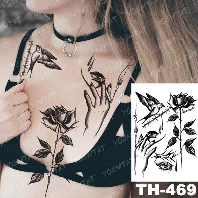 Luxury Big Waterproof Temporary Sticker Tattoo Large Flowers And Animals Body Tattos For Womens - STEVVEX Beauty - 103, 3D Tattoo, Animal Tattoo, Arm Tattoo, Beauty, Big Flowers Tattoo, Big Tattoo, Black Tattoos, Body Tattoo, Butterfly Tattoo, Colorful Tattoo, Fashion Tattoo, Girls Tattoo, Leg Tattoo, Luxury Tattoo, Modern Tatoos, Stylish Tattoo, Tattoo, Waterproof Tattoo, Wolf Tattoo, Women Tattoo, Womens Tattoo - Stevvex.com