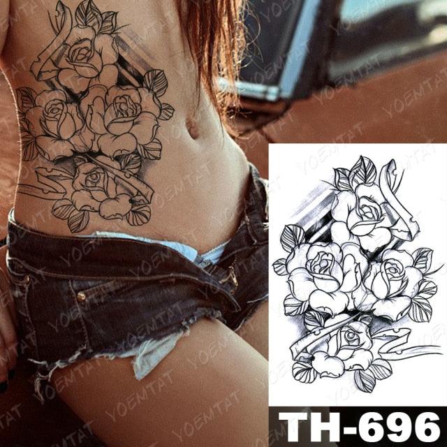 Luxury Big Waterproof Temporary Sticker Tattoo Large Flowers And Animals Body Tattos For Womens - STEVVEX Beauty - 103, 3D Tattoo, Animal Tattoo, Arm Tattoo, Beauty, Big Flowers Tattoo, Big Tattoo, Black Tattoos, Body Tattoo, Butterfly Tattoo, Colorful Tattoo, Fashion Tattoo, Girls Tattoo, Leg Tattoo, Luxury Tattoo, Modern Tatoos, Stylish Tattoo, Tattoo, Waterproof Tattoo, Wolf Tattoo, Women Tattoo, Womens Tattoo - Stevvex.com