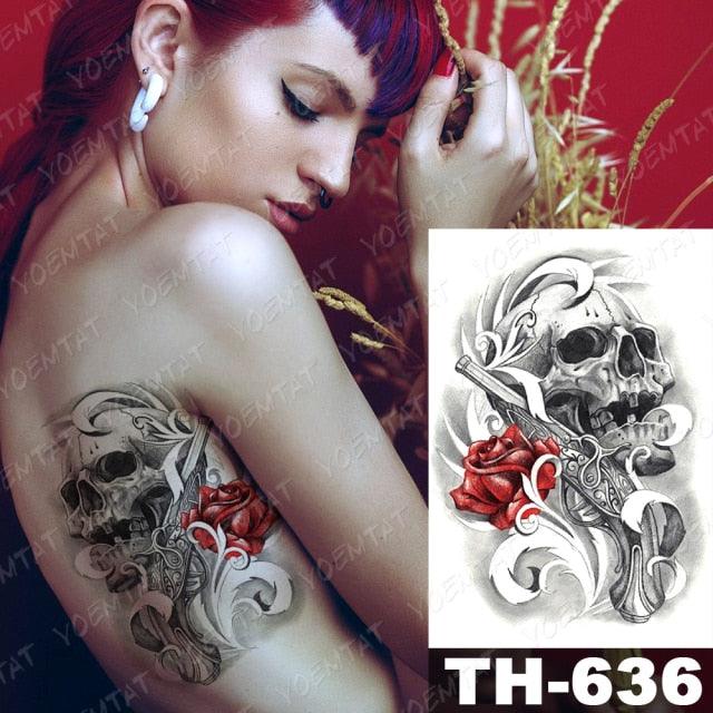 Luxury Big Waterproof Temporary Sticker Tattoo Large Flowers And Animals Body Tattos For Womens - STEVVEX Beauty - 103, 3D Tattoo, Animal Tattoo, Arm Tattoo, Beauty, Big Flowers Tattoo, Big Tattoo, Black Tattoos, Body Tattoo, Butterfly Tattoo, Colorful Tattoo, Fashion Tattoo, Girls Tattoo, Leg Tattoo, Luxury Tattoo, Modern Tatoos, Stylish Tattoo, Tattoo, Waterproof Tattoo, Wolf Tattoo, Women Tattoo, Womens Tattoo - Stevvex.com