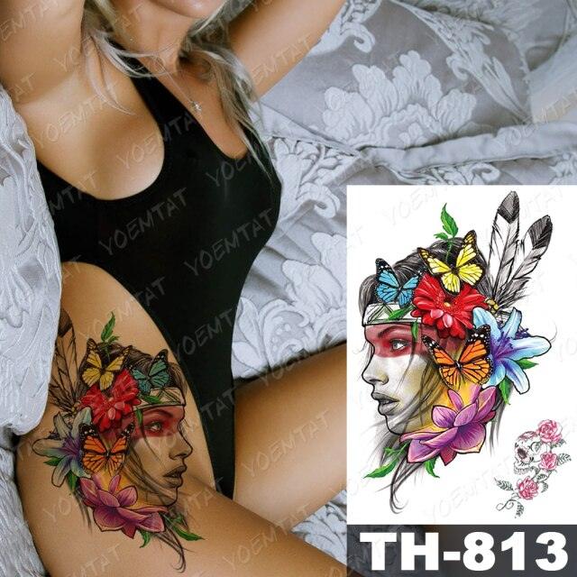 Luxury Big Waterproof Temporary Sticker Tattoo Large Flowers And Animals Body Tattos For Womens - STEVVEX Beauty - 103, 3D Tattoo, Animal Tattoo, Arm Tattoo, Beauty, Big Flowers Tattoo, Big Tattoo, Black Tattoos, Body Tattoo, Butterfly Tattoo, Colorful Tattoo, Fashion Tattoo, Girls Tattoo, Leg Tattoo, Luxury Tattoo, Modern Tatoos, Stylish Tattoo, Tattoo, Waterproof Tattoo, Wolf Tattoo, Women Tattoo, Womens Tattoo - Stevvex.com