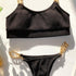 Luxury Black Bikini Set Chain Swimsuit Female Black Swimwear Women Summer Bathing Suit Women V-Wired Underwire Push Up High Cut Bikini Set Two Pieces Bathing Suit