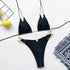 Luxury Black Bikini Set Chain Swimsuit Female Black Swimwear Women Summer Bathing Suit Women V-Wired Underwire Push Up High Cut Bikini Set Two Pieces Bathing Suit