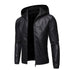 Luxury Black Men Faux Leather Jacket Elegant Motorcycle Men's Jackets Black Warm Business Male PU Leather Coats Men's Leathers Motorcycle Slim Fit Jacket