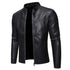 Luxury Black Men Faux Leather Jacket Elegant Motorcycle Men's Jackets Black Warm Business Male PU Leather Coats Men's Leathers Motorcycle Slim Fit Jacket