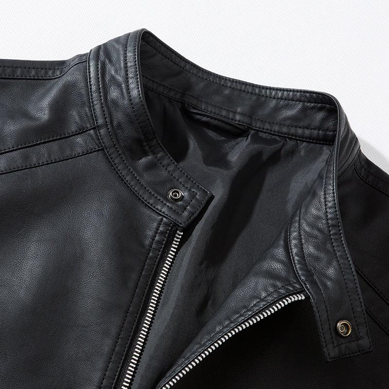 Luxury Black Men Faux Leather Jacket Elegant Motorcycle Men's Jackets Black Warm Business Male PU Leather Coats Men's Leathers Motorcycle Slim Fit Jacket