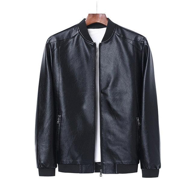 Luxury Black Men Faux Leather Jacket Elegant Motorcycle Men's Jackets Black Warm Business Male PU Leather Coats Men's Leathers Motorcycle Slim Fit Jacket