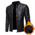 Luxury Black Men Faux Leather Jacket Elegant Motorcycle Men's Jackets Black Warm Business Male PU Leather Coats Men's Leathers Motorcycle Slim Fit Jacket