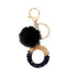 Luxury Black Pompom English Alphabet Letter Keychain Rhinestone Keyring with Artificial Fur Pompom Ball Women Girls Shiny Crystal Key Ring Letter Keyring Glitter Gradient Resin Car Mirror Accessory Women Handbag Charms