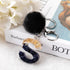 Luxury Black Pompom English Alphabet Letter Keychain Rhinestone Keyring with Artificial Fur Pompom Ball Women Girls Shiny Crystal Key Ring Letter Keyring Glitter Gradient Resin Car Mirror Accessory Women Handbag Charms