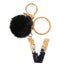 Luxury Black Pompom English Alphabet Letter Keychain Rhinestone Keyring with Artificial Fur Pompom Ball Women Girls Shiny Crystal Key Ring Letter Keyring Glitter Gradient Resin Car Mirror Accessory Women Handbag Charms