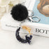 Luxury Black Pompom English Alphabet Letter Keychain Rhinestone Keyring with Artificial Fur Pompom Ball Women Girls Shiny Crystal Key Ring Letter Keyring Glitter Gradient Resin Car Mirror Accessory Women Handbag Charms