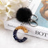 Luxury Black Pompom English Alphabet Letter Keychain Rhinestone Keyring with Artificial Fur Pompom Ball Women Girls Shiny Crystal Key Ring Letter Keyring Glitter Gradient Resin Car Mirror Accessory Women Handbag Charms