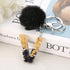 Luxury Black Pompom English Alphabet Letter Keychain Rhinestone Keyring with Artificial Fur Pompom Ball Women Girls Shiny Crystal Key Ring Letter Keyring Glitter Gradient Resin Car Mirror Accessory Women Handbag Charms