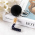 Luxury Black Pompom English Alphabet Letter Keychain Rhinestone Keyring with Artificial Fur Pompom Ball Women Girls Shiny Crystal Key Ring Letter Keyring Glitter Gradient Resin Car Mirror Accessory Women Handbag Charms