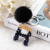 Luxury Black Pompom English Alphabet Letter Keychain Rhinestone Keyring with Artificial Fur Pompom Ball Women Girls Shiny Crystal Key Ring Letter Keyring Glitter Gradient Resin Car Mirror Accessory Women Handbag Charms