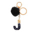 Luxury Black Pompom English Alphabet Letter Keychain Rhinestone Keyring with Artificial Fur Pompom Ball Women Girls Shiny Crystal Key Ring Letter Keyring Glitter Gradient Resin Car Mirror Accessory Women Handbag Charms