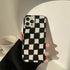 Luxury Black White Checkerboard Soft Phone Case For iPhone 14 13 12 11 Pro Max Mini X XR 7 8 Plus XS Big Checkers Case Cover Bumper Hard Back Shockproof Phone Case Girly Phone Cover With Luxury Design