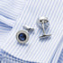 Luxury Blue Crystal Cufflinks Men Classic Blue Cuff Button Quality Shirt Cuff Links Elegant Cuff Links For Wedding Party Unique Gift Gorgeous Cuff Links