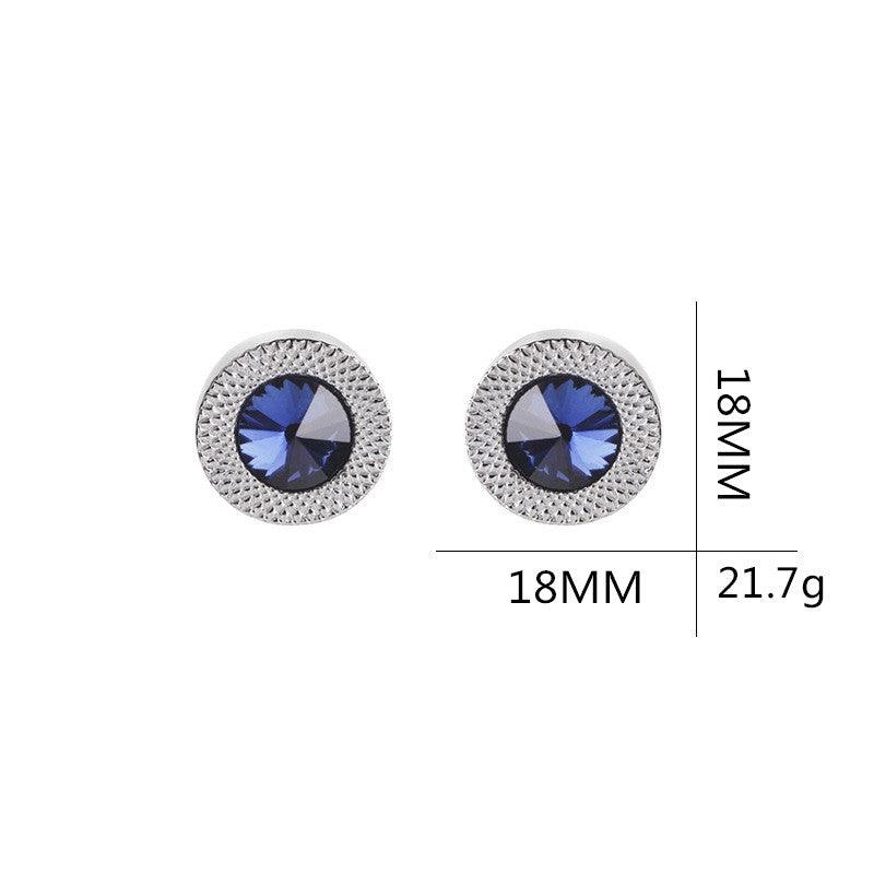 Luxury Blue Crystal Cufflinks Men Classic Blue Cuff Button Quality Shirt Cuff Links Elegant Cuff Links For Wedding Party Unique Gift Gorgeous Cuff Links