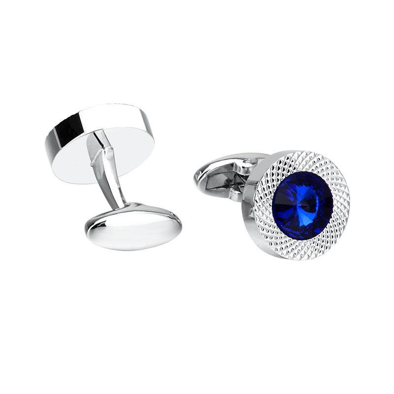 Luxury Blue Crystal Cufflinks Men Classic Blue Cuff Button Quality Shirt Cuff Links Elegant Cuff Links For Wedding Party Unique Gift Gorgeous Cuff Links