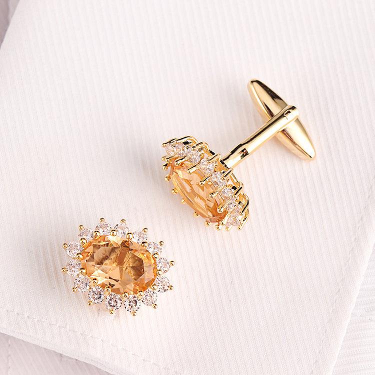 Luxury Blue Rhinestone Crystal Cufflinks Shirt Cuff Links Men Business Banquet Cocktail Party Accessories Wedding Anniversary Gifts Elegant Men Cuff Links