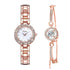 Luxury Bracelet Watches Set For Women Fashion Geometric Bangle Quartz Clock Wrist Watch With Quartz Movement Crystal Diamond Classic Fashion Romantic Jewelry Cuff Bracelet Set