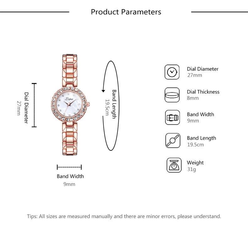 Luxury Bracelet Watches Set For Women Fashion Geometric Bangle Quartz Clock Wrist Watch With Quartz Movement Crystal Diamond Classic Fashion Romantic Jewelry Cuff Bracelet Set