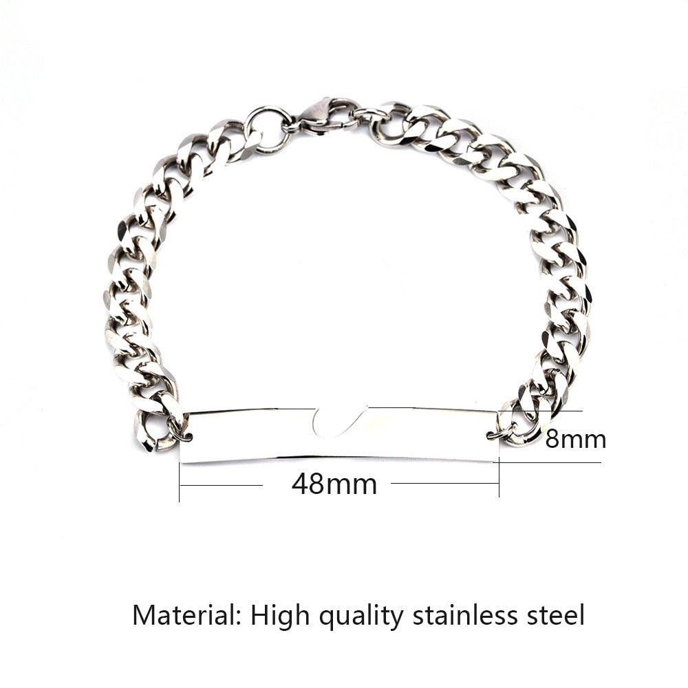 Luxury Couple Heart-Shaped Bracelet For Couples Stainless Steel Chain Mens And Womens Charm Stainless Steel Chain Bracelet Silver Fashion Cuban Link Adjustable Bracelet