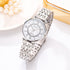 Luxury Crystal Women Bracelet Watches Fashion Diamond Quartz Watch Steel Wristwatch Stainless Steel Metal Women's Wrist Watch Two Tone Fashion Elegant Diamond Analog Quartz Watch Gift For Woman