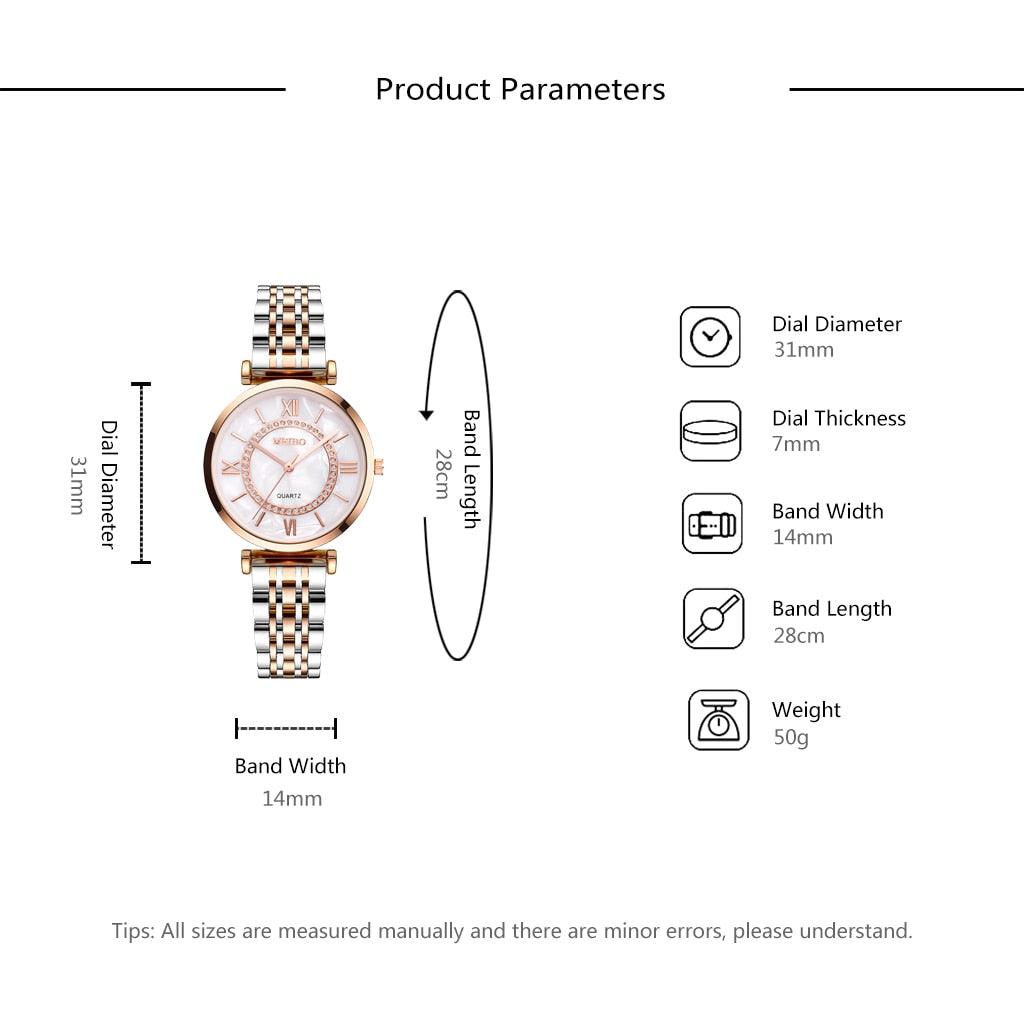 Luxury Crystal Women Bracelet Watches Fashion Diamond Quartz Watch Steel Wristwatch Stainless Steel Metal Women's Wrist Watch Two Tone Fashion Elegant Diamond Analog Quartz Watch Gift For Woman