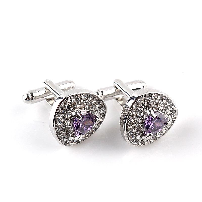 Luxury Cufflinks For Men Zircon Black Purple White Crystal Fashion Cuff Links Wedding Shirt Cuff Links Set Classic Jewelry Elegant Shirt Cufflinks