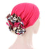 Luxury Elegant Bonnet Lightweight Soft Big Black Flower Elastic Elegant Hijab Caps Turban Africa Lightweight Headtie Head Scarf Soft Wrap Hat For Women