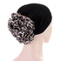 Luxury Elegant Bonnet Lightweight Soft Big Black Flower Elastic Elegant Hijab Caps Turban Africa Lightweight Headtie Head Scarf Soft Wrap Hat For Women