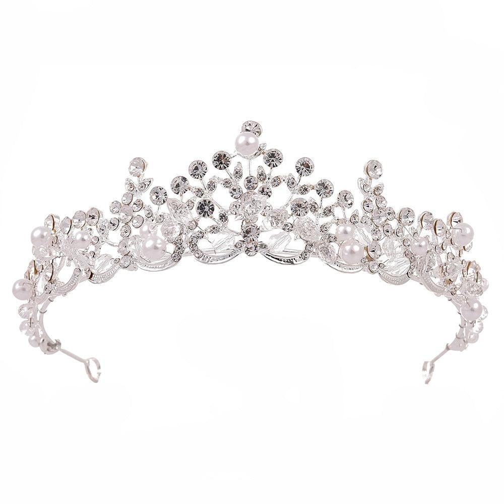 Luxury Elegant Crystal Pearl Bridal Crown Woman Tiaras Hair Jewelry Ornaments Hairwear Bride Headbands Wedding Hair Accessories Wedding Crown Hair Jewelry Bridal Hair Accessories Women Crown Rhinestones Crystal Tiaras Bride Queen Party Gift