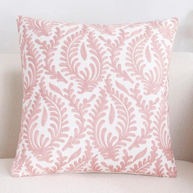 Luxury Embroidered Pink Pillow Cover Elegant Cushions Cover For Sofa Flower Geometric Cotton Pillow Case Throw Pillow Covers Modern Geometric Pillowcase Throw Cushion Cover for Bed Couch Sofa Office Decor 45*45