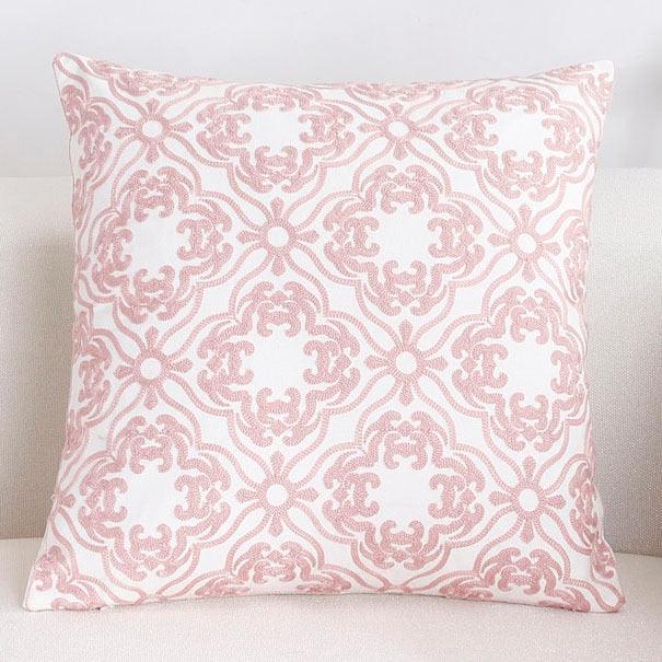 Luxury Embroidered Pink Pillow Cover Elegant Cushions Cover For Sofa Flower Geometric Cotton Pillow Case Throw Pillow Covers Modern Geometric Pillowcase Throw Cushion Cover for Bed Couch Sofa Office Decor 45*45