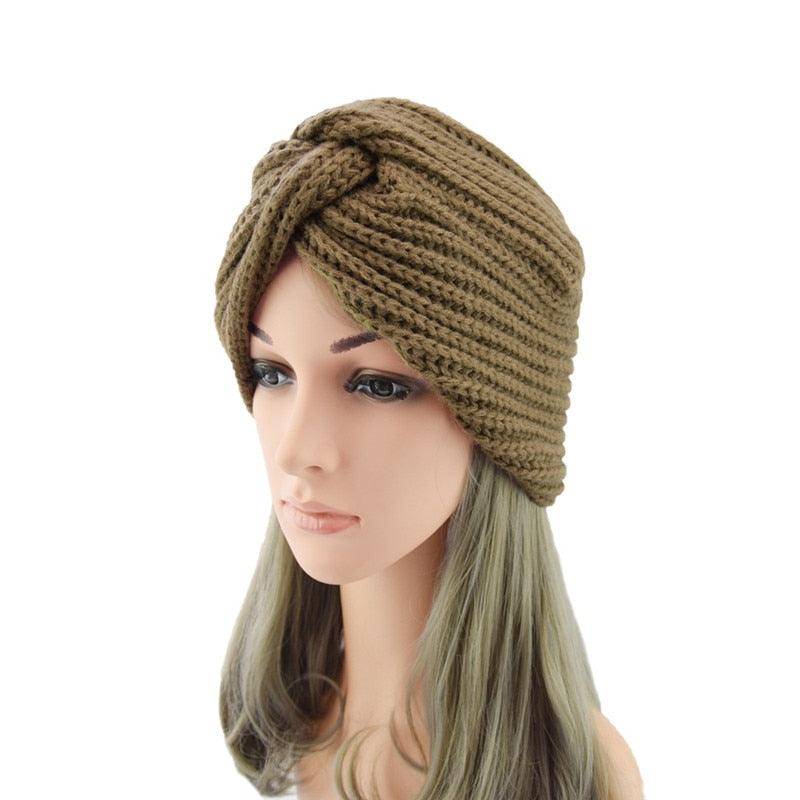 Luxury Fashion Ready To Wear Soft Cashmere Muslim Inner Hijab Caps Turban Cashmere Cross Elegant Wrap Head Hat Wool Lightweight Knitting Hijab Bonnet Cap For Women