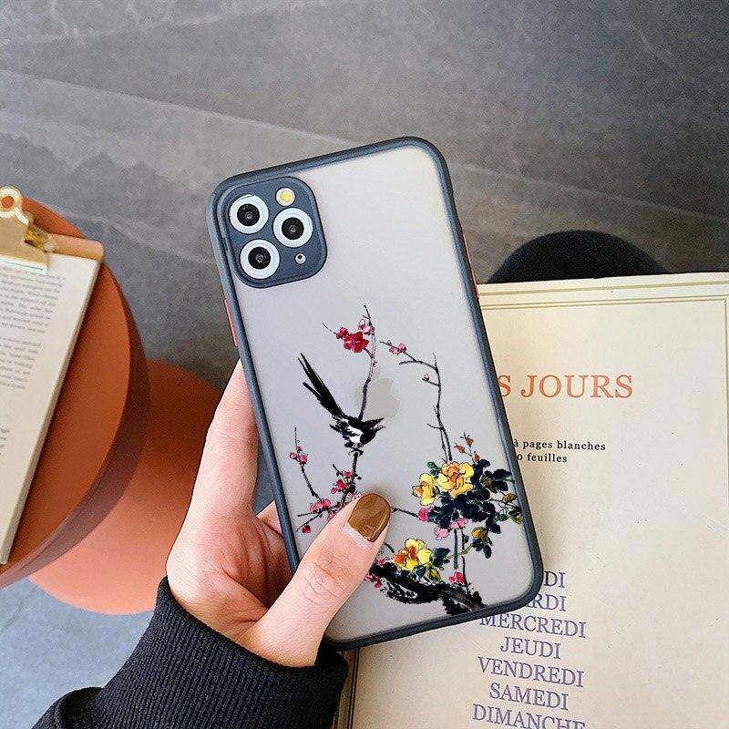 Luxury Flower Painting Phone Case For iPhone 11 Pro Max SE Matte Phone Case Cover For iPhone X Xs XR 6s 12 13 Mini pro Lilac Flower Famous Art Case for Girl Women Men Unique Soft Bumper Case Cover