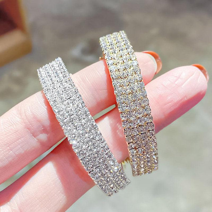 Luxury Full Rhinestone Crystals Gold Silver Ponytail Holder Buckle Hair Clips Elegant Women Sparkly Semicircle Metal Spring Hair Clips Barrette Accessories for Women