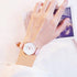 Luxury Girl Watch Student High School Small Fresh Watch Pink Cute Star Starry Sky Casual Leather Female Wrist Watch Leather Band Thin Minimalist Casual Simple Dress Watch