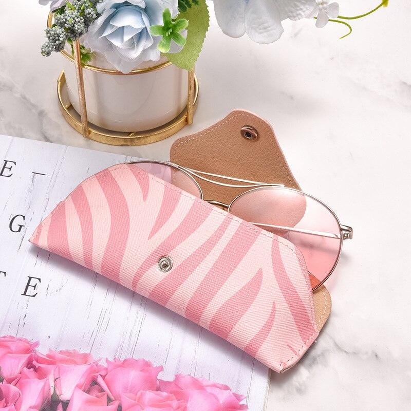 Luxury Glasses Bag Women Portable Storage Bag Simple Anti-Pressure Protective Cover Sun Sunglasses Bag Pouch PU Leather Button Hard Glasses Holders Eyewear Pouch For Women