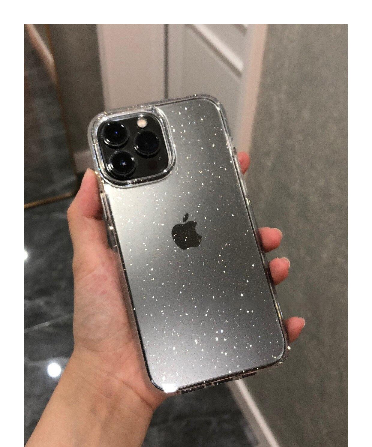 Luxury Glitter Bumper Clear Case for IPhone 14 13 12 11 Pro Max Mini X XS Max XR Cute Shining Shockproof Silicone Cover Hard Back Shockproof Protective Phone Cover For iPhone